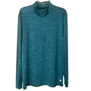 •ZELOS•MENS FLEX BLUE 1/4 ZIP MOCK NECK LIGHTWEIGHT PULLOVER TOP SIZE MEDIUM EUC